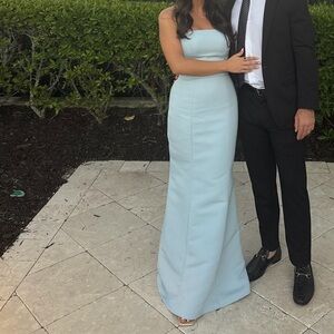 Amsale Soft Blue Strapless Gown